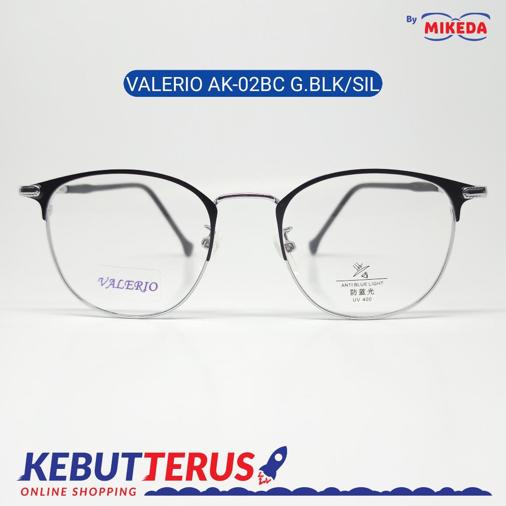 Mikeda-FRAME KACAMATA VALERIO AK-02BC G.BLK/SIL + LENSA(MINUS/CYLINDER)