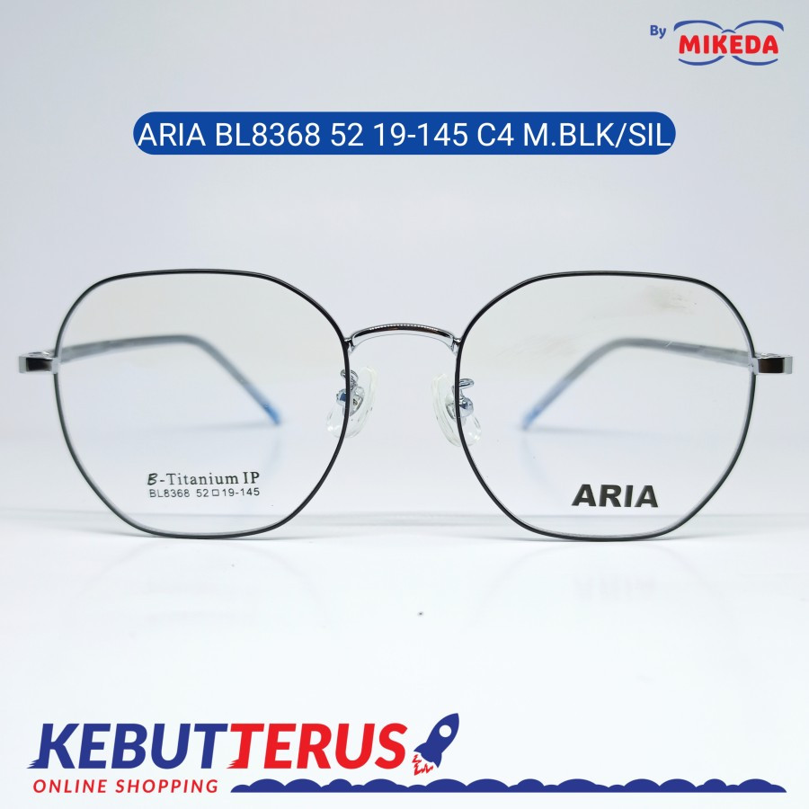 Mikeda-FRAME KACAMATA ARIA 8368 C4 M BLK/SIL + LENSA(MINUS/CYLINDER)