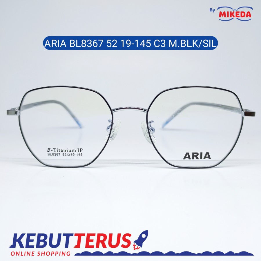 Mikeda-FRAME KACAMATA ARIA 8367 C3 M BLK/SIL + LENSA(MINUS/CYLINDER)