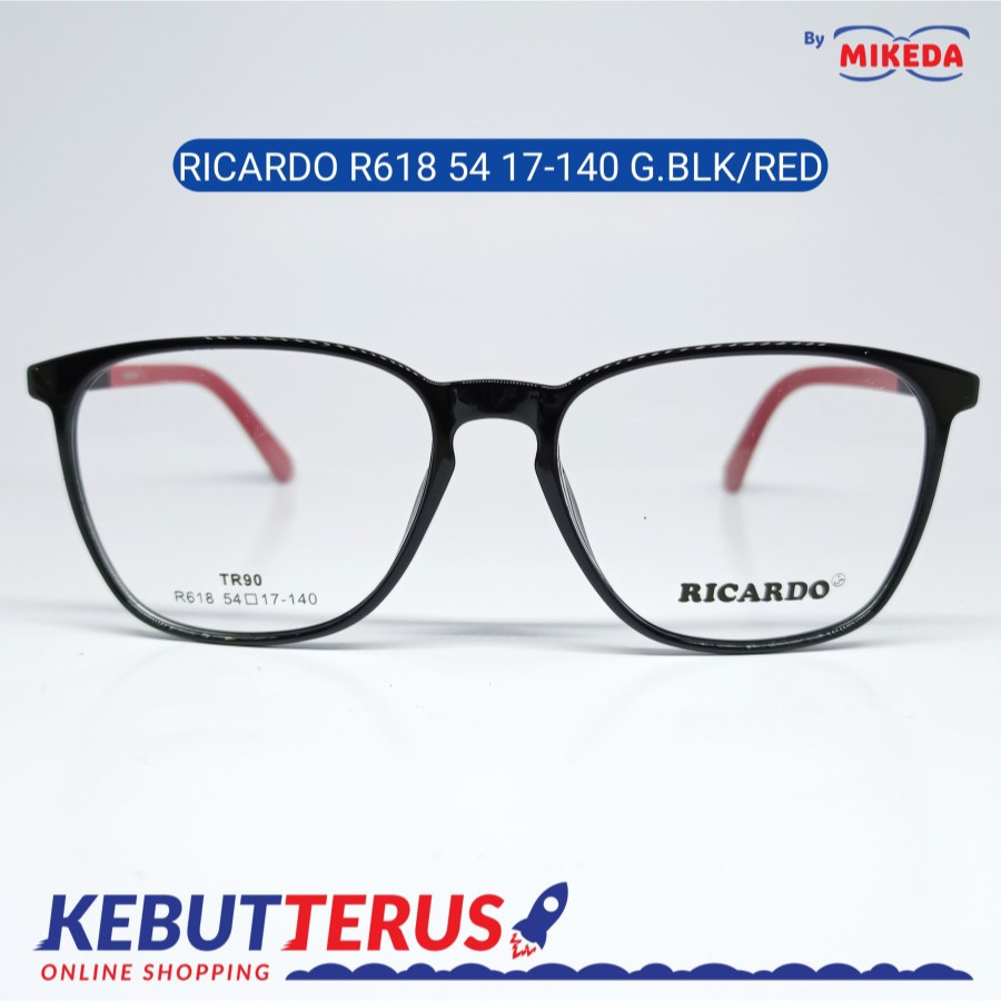 Mikeda-FRAME KACAMATA RICARDO R618-54G.BLK/RED + LENSA(MINUS/CYLINDER)