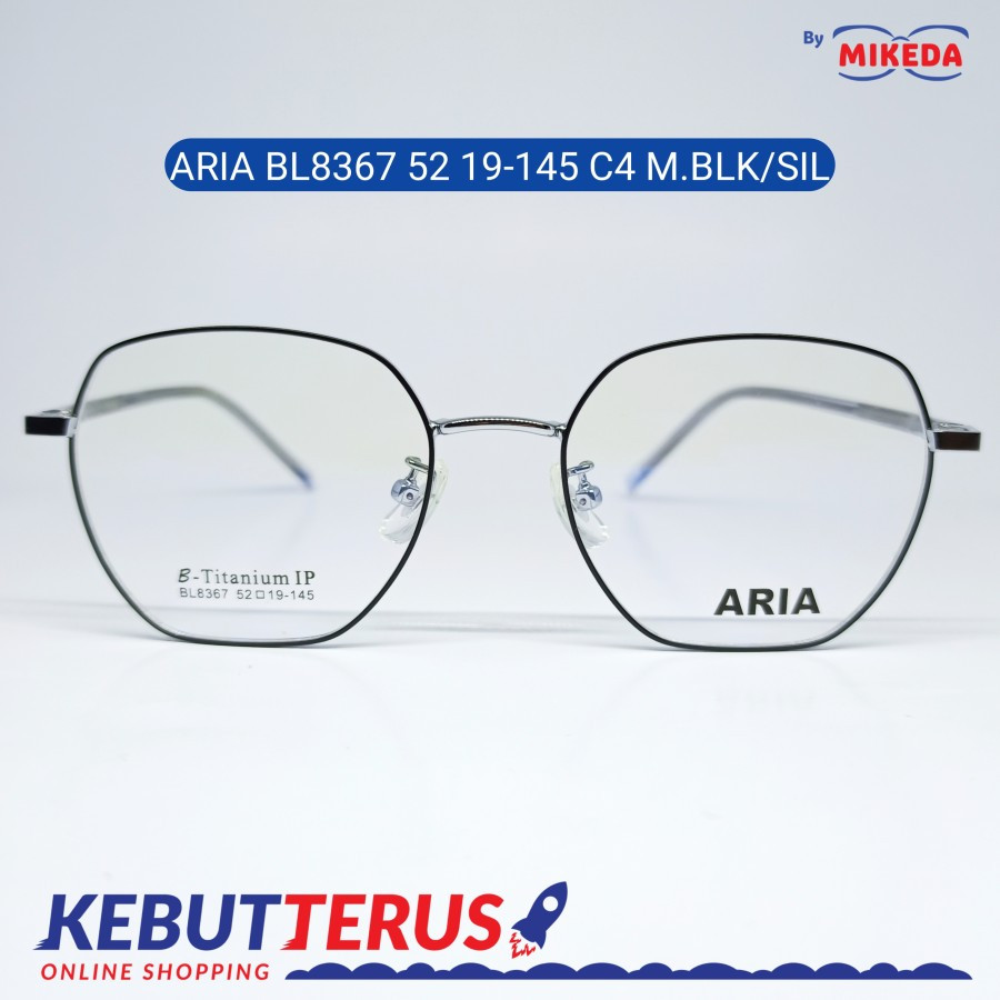 Mikeda-FRAME KACAMATA ARIA 8367 C4 M BLK/SIL + LENSA(MINUS/CYLINDER)