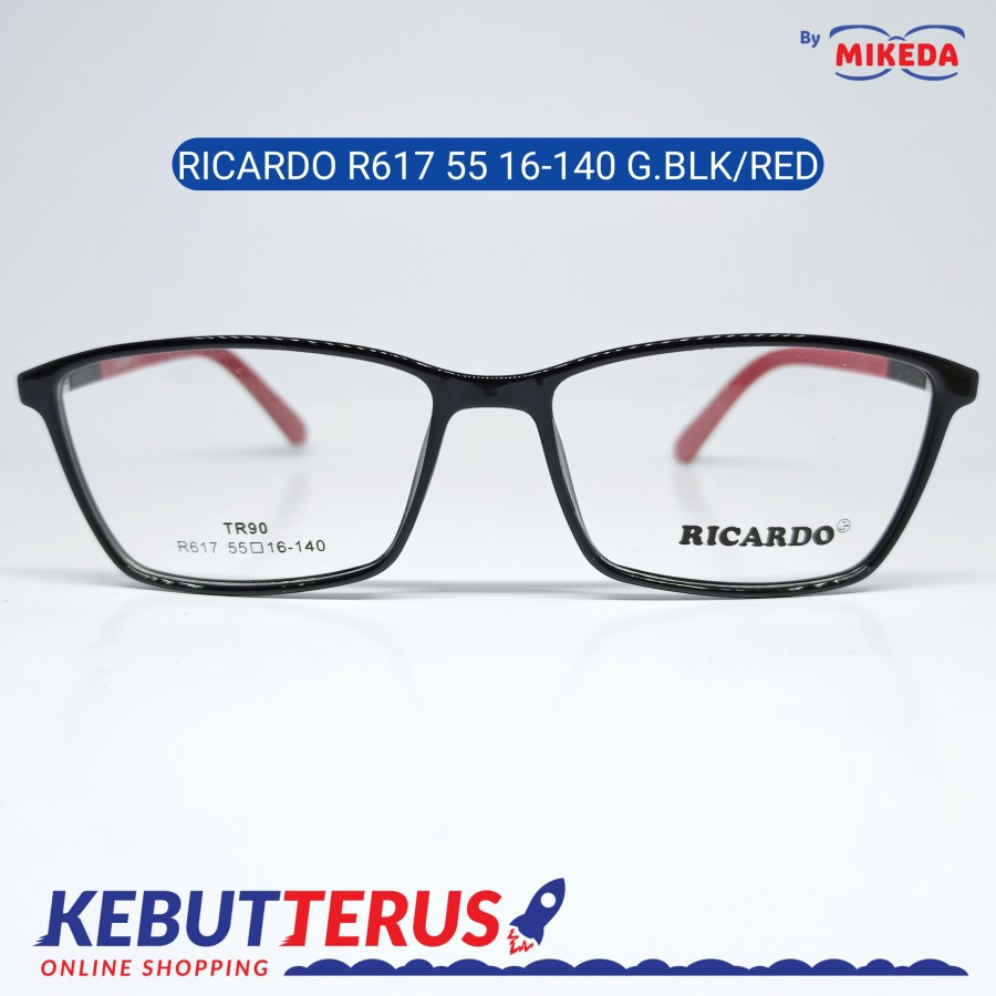 Mikeda-FRAME KACAMATA RICARDO R617-55G.BLK/RED + LENSA(MINUS/CYLINDER)