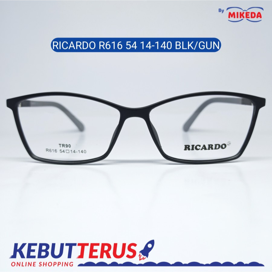 Mikeda-FRAME KACAMATA RICARDO R616 54 MBLK/GUN + LENSA(MINUS/CYLINDER)