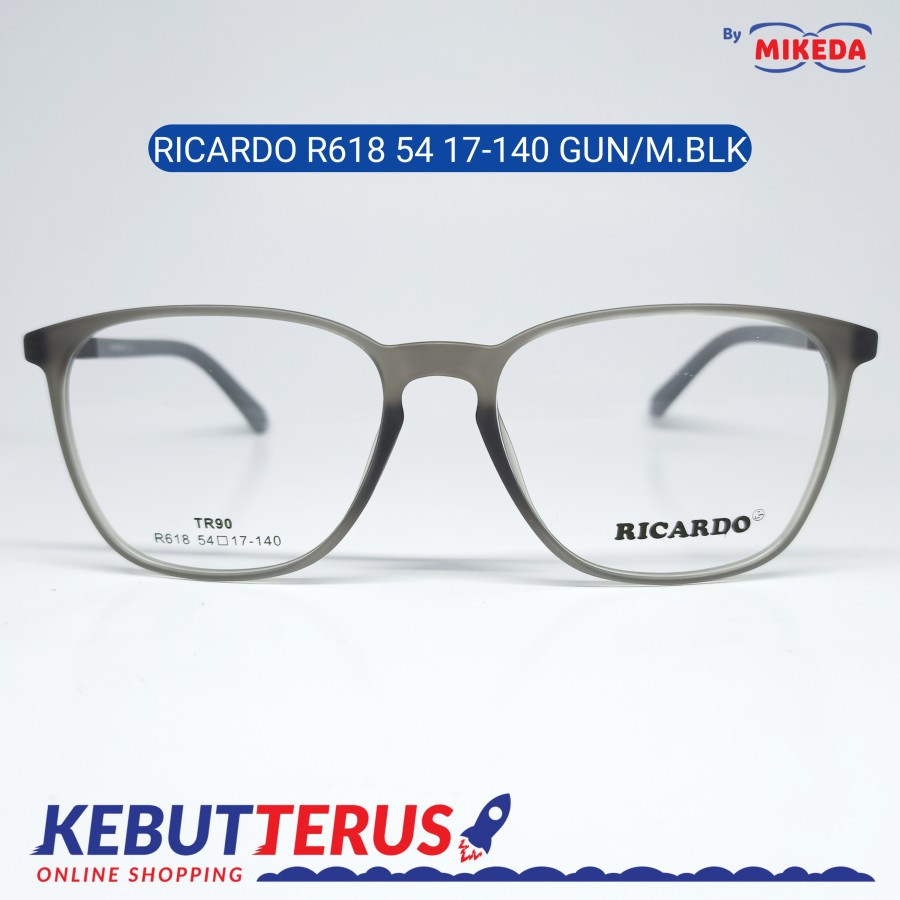 Mikeda-FRAME KACAMATA RICARDO R618-54GUN/M.BLK + LENSA(MINUS/CYLINDER)