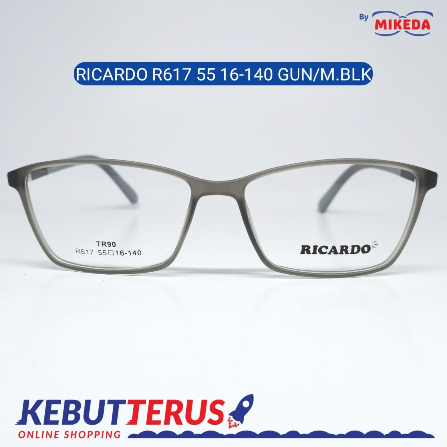 Mikeda-FRAME KACAMATA RICARDO R617-55GUN/M.BLK + LENSA(MINUS/CYLINDER)