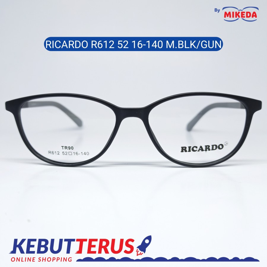 Mikeda-FRAME KACAMATA RICARDO R612 52 M BLK/GUN+LENSA(MINUS/CYLINDER)