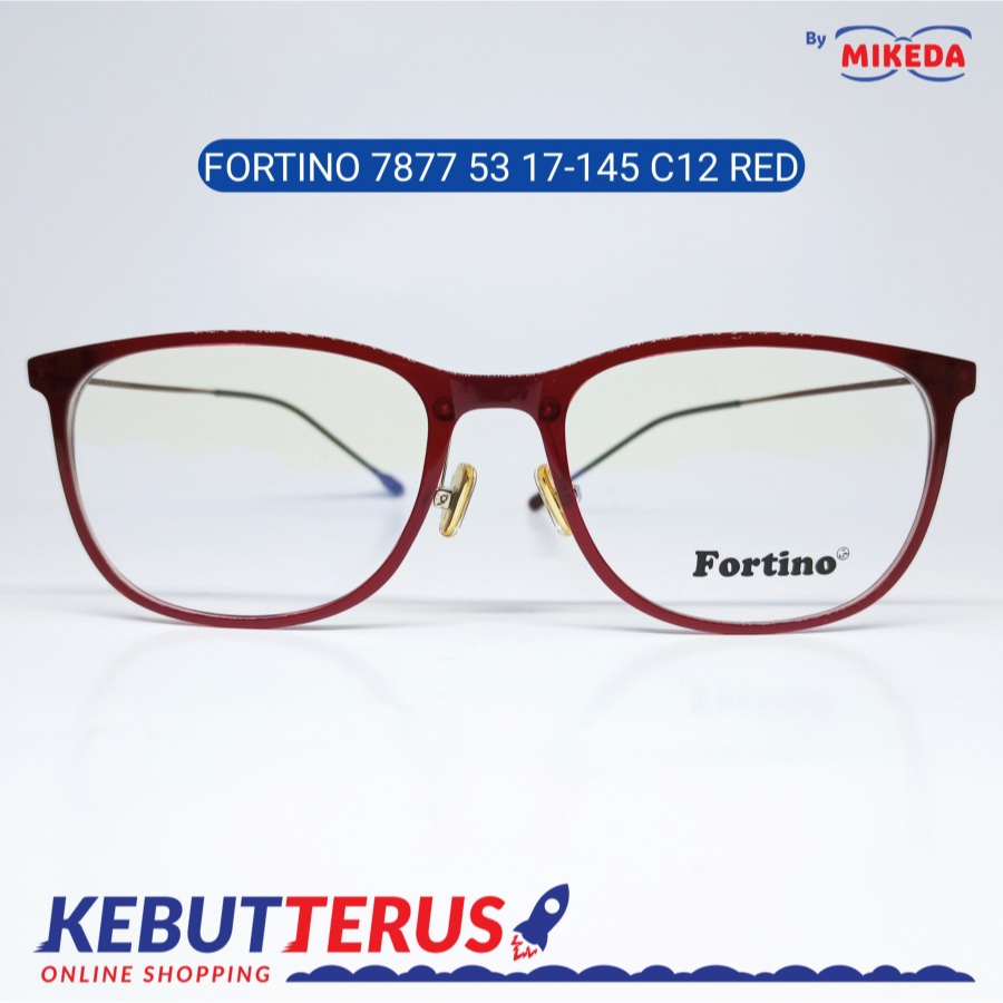 Mikeda-FRAME KACAMATA FORTINO 7877 C12 RED + LENSA(MINUS/CYLINDER)