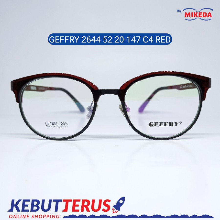 Mikeda-FRAME KACAMATA GEFFRY 2644 C4 RED + LENSA(MINUS/CYLINDER)