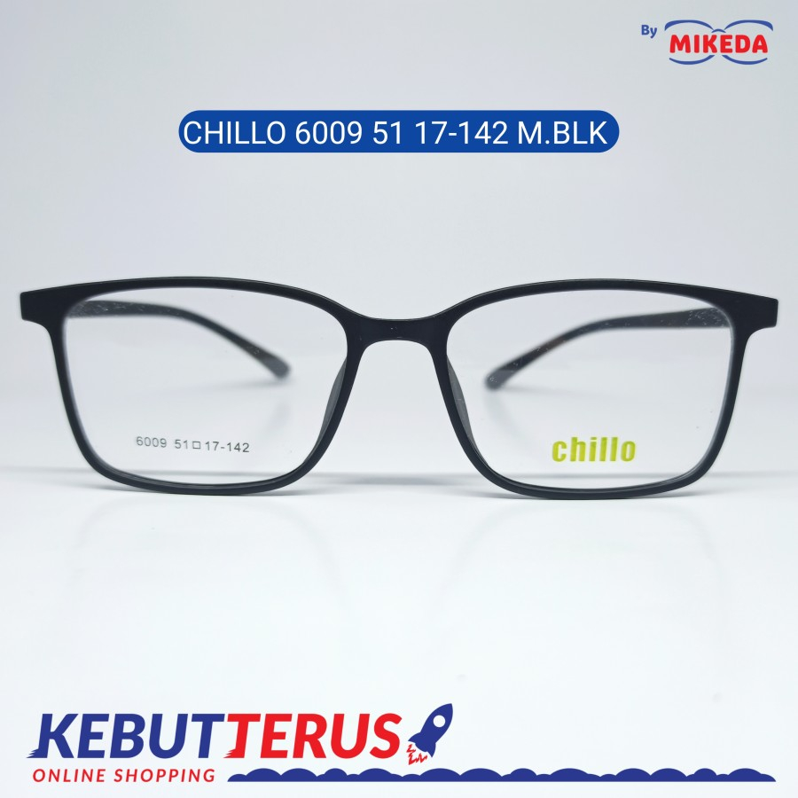 Mikeda-FRAME KACAMATA CHILLO 6009 M BLK + LENSA(MINUS/CYLINDER)