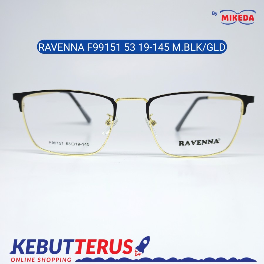 Mikeda-FRAME KACAMATA RAVENNA F99151 M.BLK/GLD + LENSA(MINUS/CYLINDER)