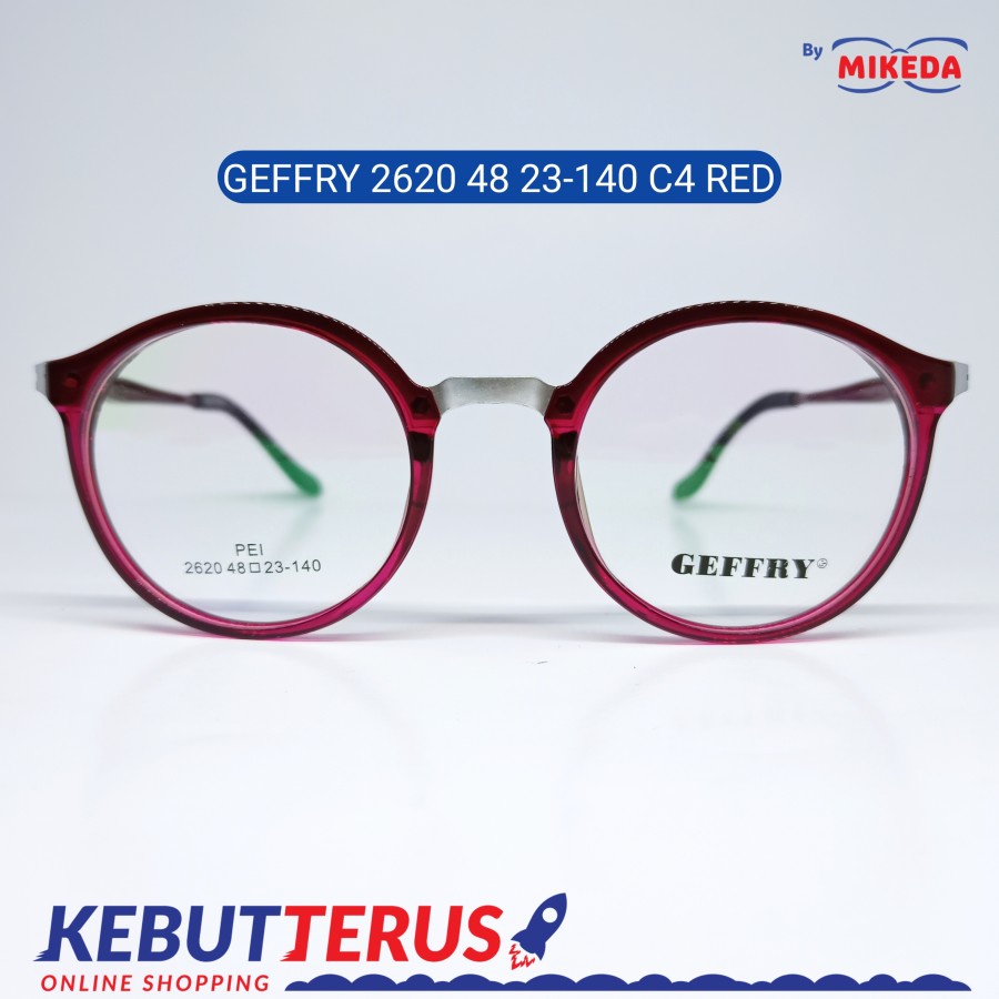 Mikeda-FRAME KACAMATA GEFFRY 2620 C4 RED + LENSA(MINUS/CYLINDER)