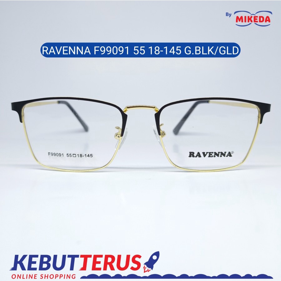 Mikeda-FRAME KACAMATA RAVENNA F99091 G.BLK/GLD + LENSA(MINUS/CYLINDER)
