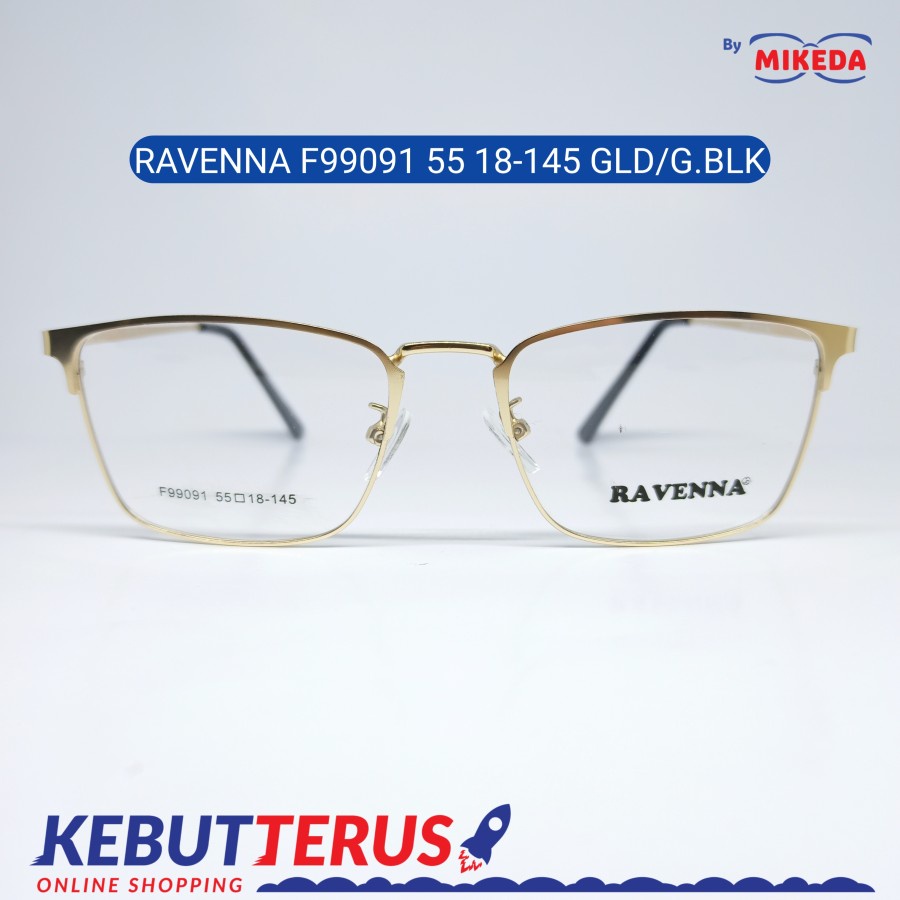 Mikeda-FRAME KACAMATA RAVENNA F99091 GLD/G.BLK + LENSA(MINUS/CYLINDER)