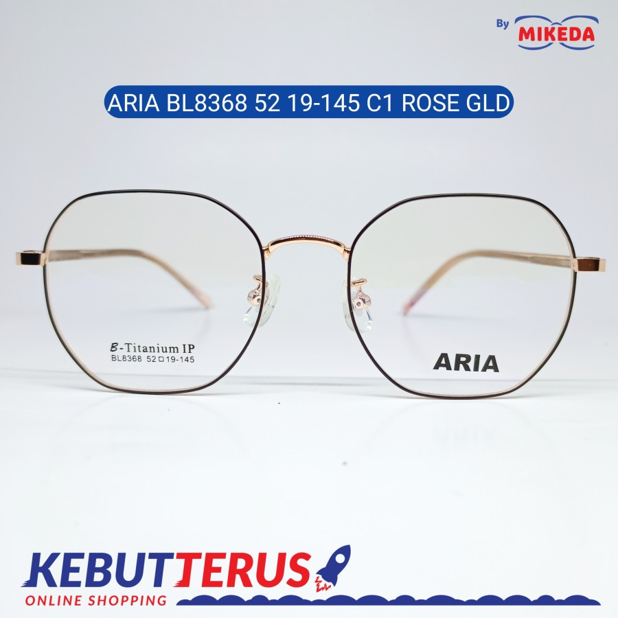 Mikeda-FRAME KACAMATA ARIA 8368 C1 ROSE GLD + LENSA(MINUS/CYLINDER)
