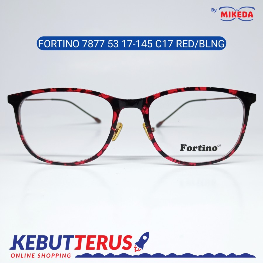 Mikeda-FRAME KACAMATA FORTINO 7877 C17 REDBLNG + LENSA(MINUS/CYLINDER)