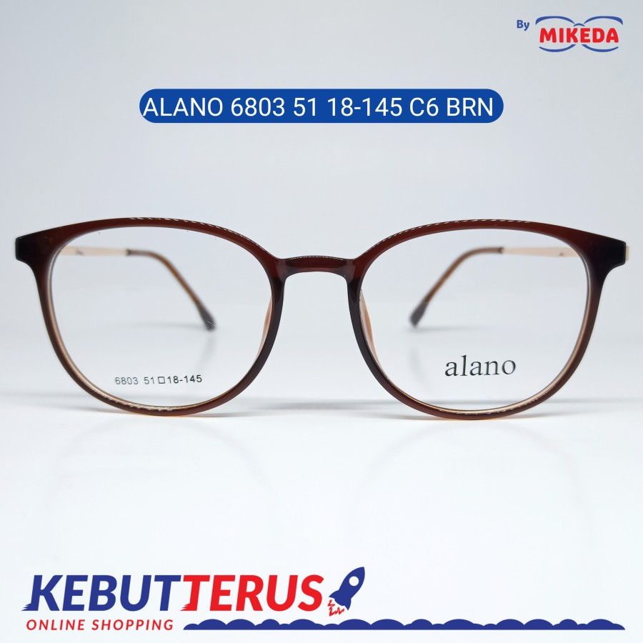 Mikeda-FRAME KACAMATA ALANO 6803 C6 BRN + LENSA(MINUS/CYLINDER)