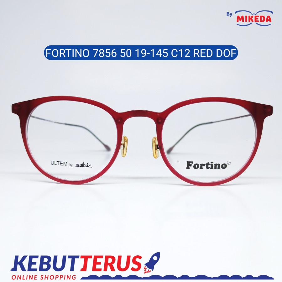 Mikeda-FRAME KACAMATA FORTINO 7856 C12 RED DOF + LENSA(MINUS/CYLINDER)