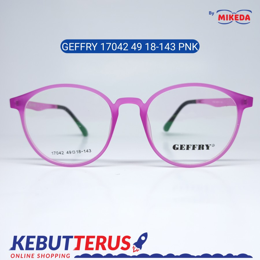 Mikeda-FRAME KACAMATA GEFFRY 17042 PINK + LENSA(MINUS/CYLINDER)