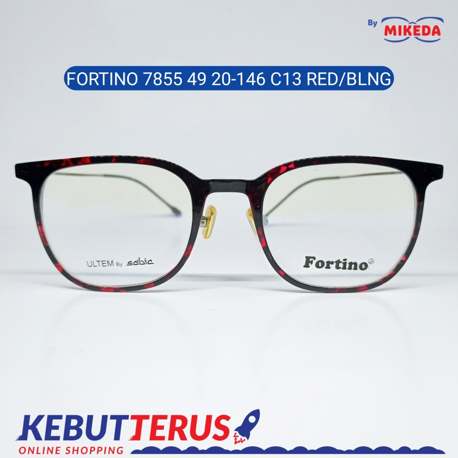Mikeda-FRAME KACAMATA FORTINO 7855 C13 REDBLNG + LENSA(MINUS/CYLINDER)