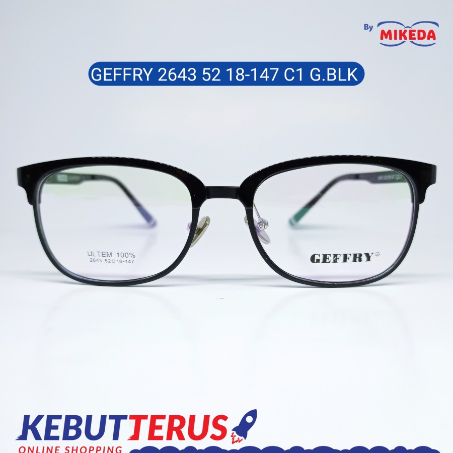 Mikeda-FRAME KACAMATA GEFFRY 2643 C1 G.BLK + LENSA(MINUS/CYLINDER)