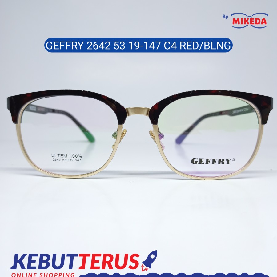 Mikeda-FRAME KACAMATA GEFFRY 2642 C4 RED/BLNG + LENSA(MINUS/CYLINDER)