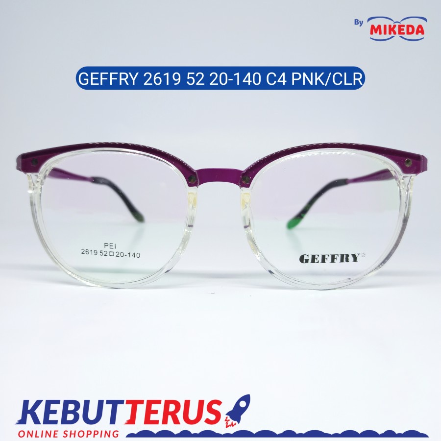 Mikeda-FRAME KACAMATA GEFFRY 2619 C4 PNK/CLR + LENSA(MINUS/CYLINDER)