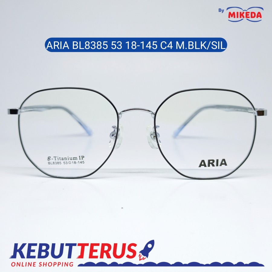 Mikeda-FRAME KACAMATA ARIA 8385 C4 M BLK/SIL + LENSA(MINUS/CYLINDER)