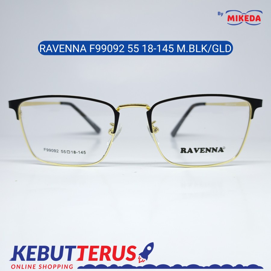 Mikeda-FRAME KACAMATA RAVENNA F99092 M.BLK/GLD + LENSA(MINUS/CYLINDER)
