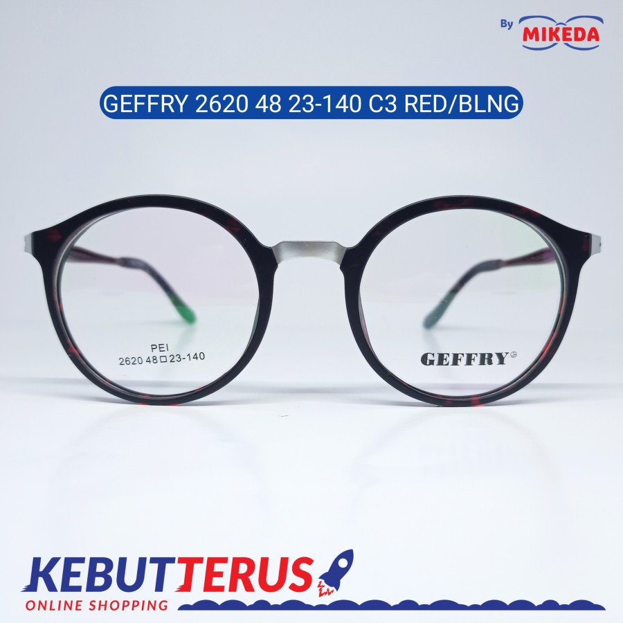 Mikeda-FRAME KACAMATA GEFFRY 2620 C3 RED/BLNG + LENSA(MINUS/CYLINDER)