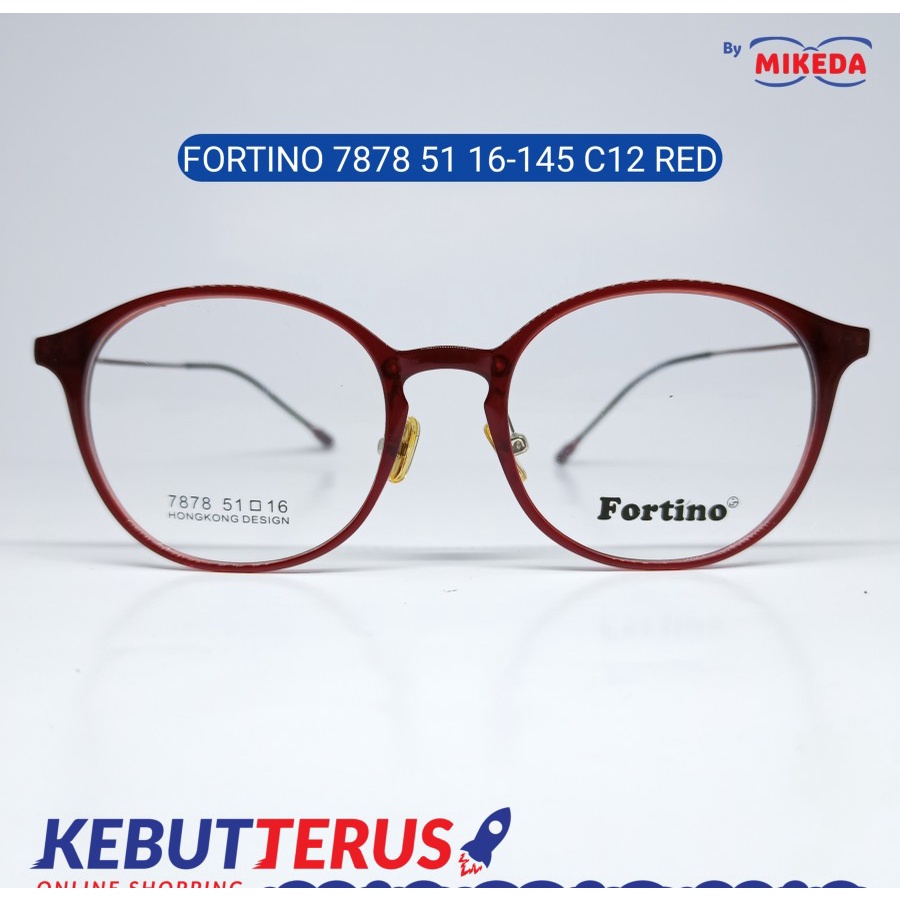 Mikeda-FRAME KACAMATA FORTINO 7878 C12 RED + LENSA(MINUS/CYLINDER)