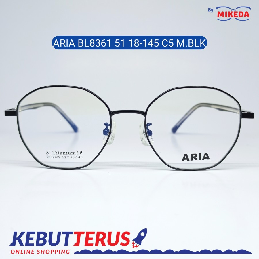 Mikeda-FRAME KACAMATA ARIA 8361 C5 M BLK + LENSA(MINUS/CYLINDER)