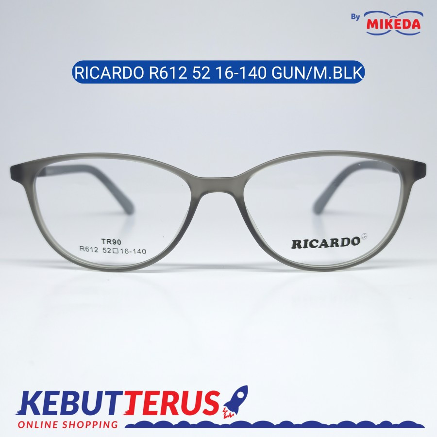 Mikeda-FRAME KACAMATA RICARDO R612 GUN/M.BLK + LENSA(MINUS/CYLINDER)