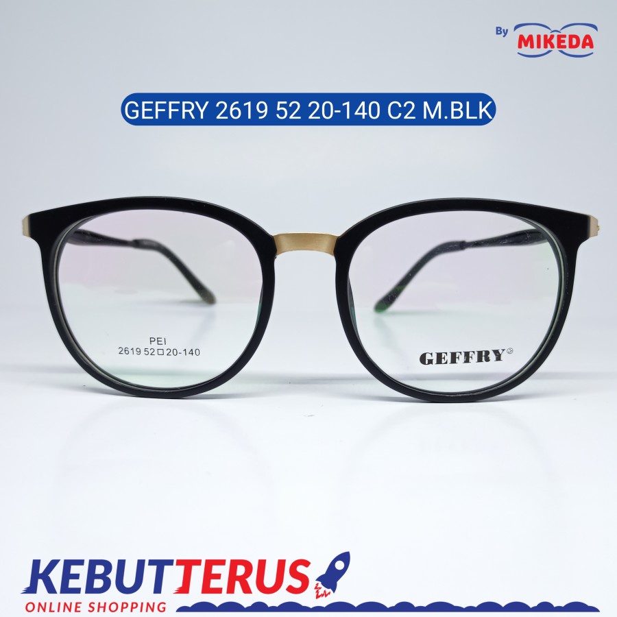 Mikeda-FRAME KACAMATA GEFFRY 2619 C2 M.BLK + LENSA(MINUS/CYLINDER)