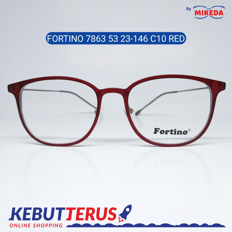 Mikeda-FRAME KACAMATA FORTINO 7863 C10 RED + LENSA(MINUS/CYLINDER)