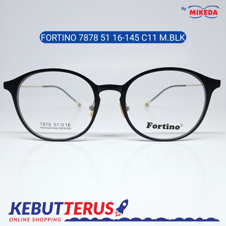 Mikeda-FRAME KACAMATA FORTINO 7878 C11 M.BLK + LENSA(MINUS/CYLINDER)