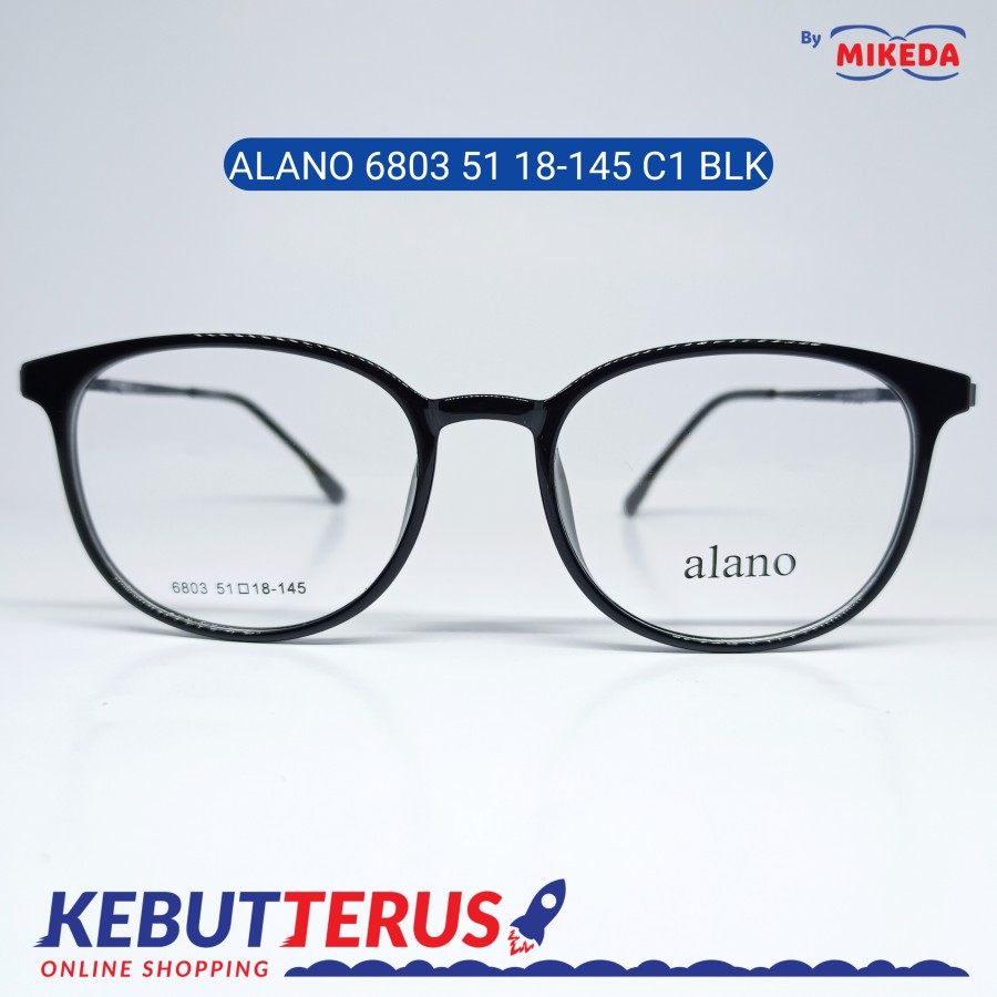 Mikeda-FRAME KACAMATA ALANO 6803 C1 BLK+ LENSA(MINUS/CYLINDER)