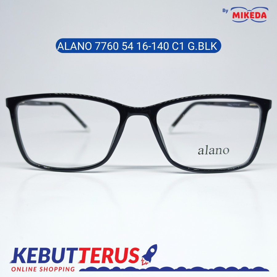 Mikeda-FRAME KACAMATA ALANO 7760 C1 G BLK + LENSA(MINUS/CYLINDER)