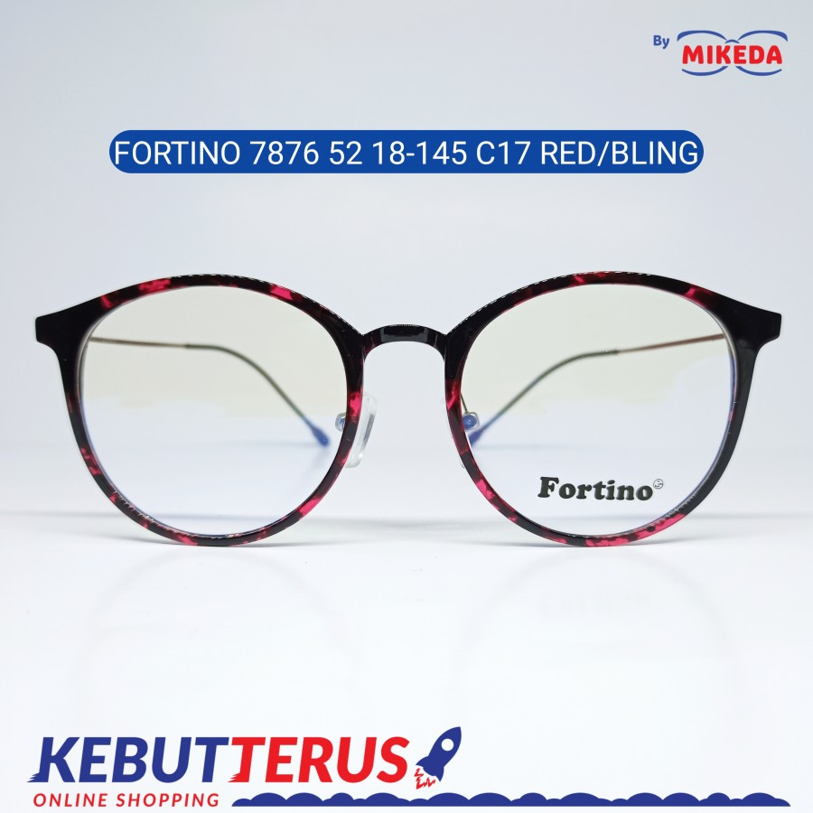 Mikeda-FRAME KACAMATA FORTINO 7876 C17 REDBLNG + LENSA(MINUS/CYLINDER)