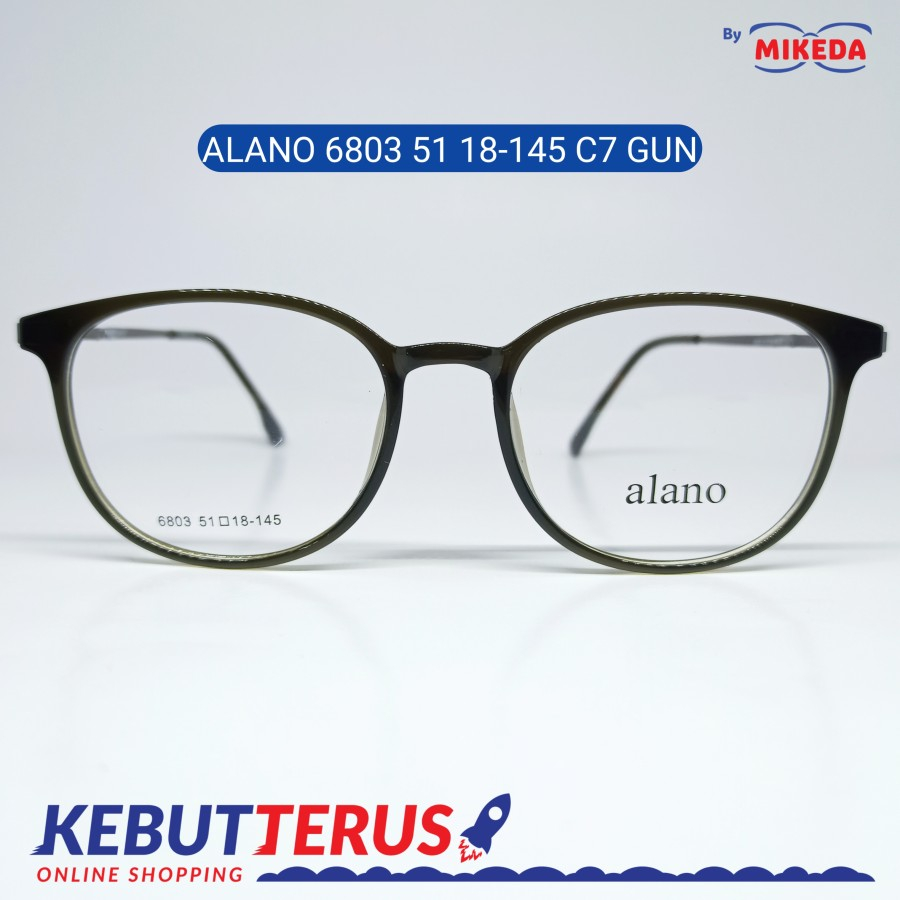Mikeda-FRAME KACAMATA ALANO 6803 C7 GUN + LENSA(MINUS/CYLINDER)