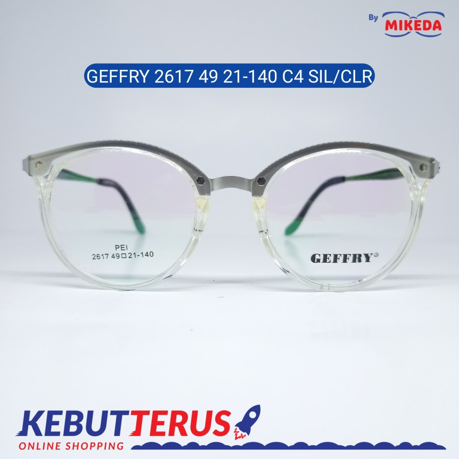 Mikeda-FRAME KACAMATA GEFFRY 2617 C4 SIL/CLR + LENSA(MINUS/CYLINDER)