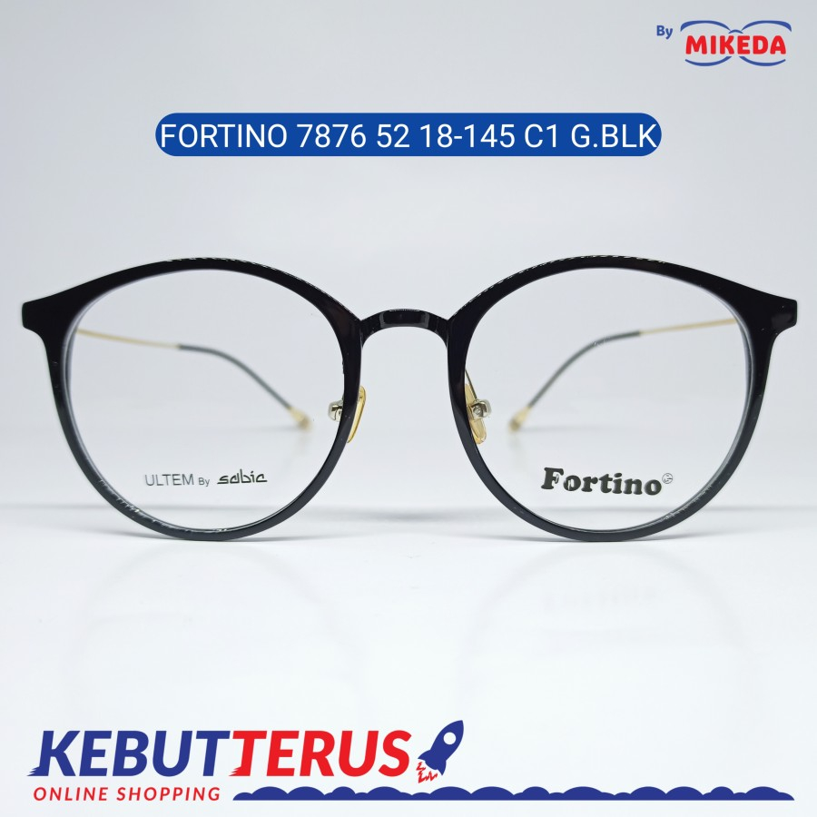 Mikeda-FRAME KACAMATA FORTINO 7876 C1 G.BLK + LENSA(MINUS/CYLINDER)