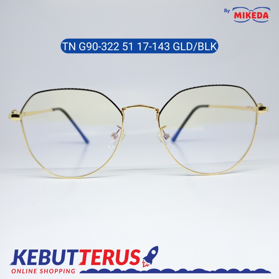 Mikeda-FRAME KACAMATA TNG90-322 51 17-143GLD/BLK+LENSA(MINUS/CYLINDER)