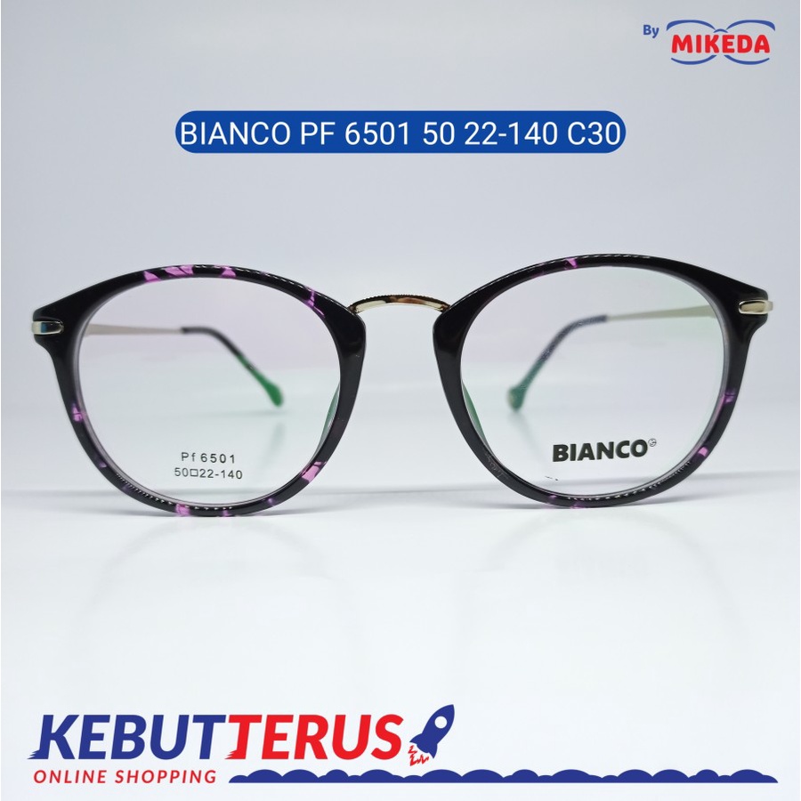 Mikeda-FRAME KACAMATA BIANCOPF6501 50 22-140 C30+LENSA(MINUS/CYLINDER)