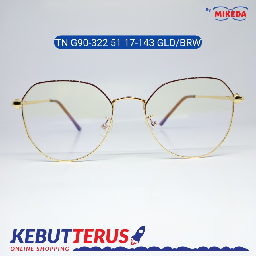 Mikeda-FRAME KACAMATA TNG90-322 51 17-143GLD/BRW+LENSA(MINUS/CYLINDER)