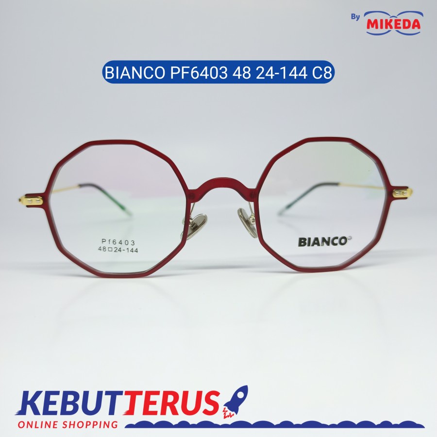 Mikeda-FRAME KACAMATA BIANCO PF6403 48 24-144 C8+LENSA(MINUS/CYLINDER)