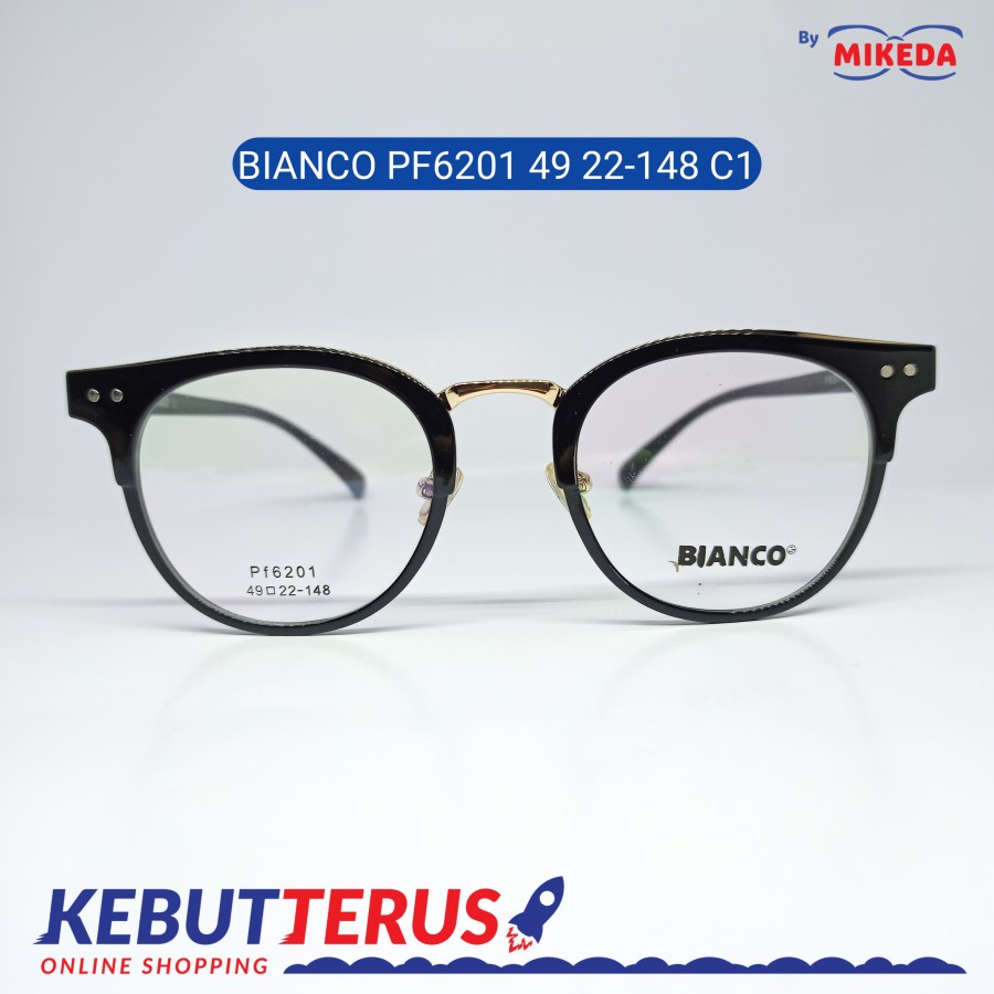 Mikeda-FRAME KACAMATA BIANCO PF6201 49 22-148 C1+LENSA(MINUS/CYLINDER)