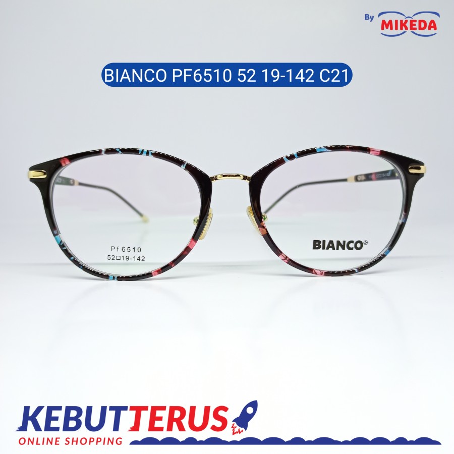 Mikeda-FRAME KACAMATA BIANCOPF6510 52 19-142 C21+LENSA(MINUS/CYLINDER)