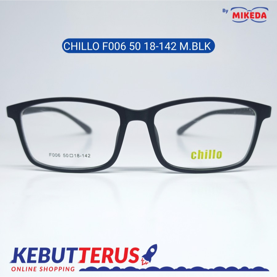 Mikeda-FRAME KACAMATA CHILLO F006 M BLK + LENSA(MINUS/CYLINDER)
