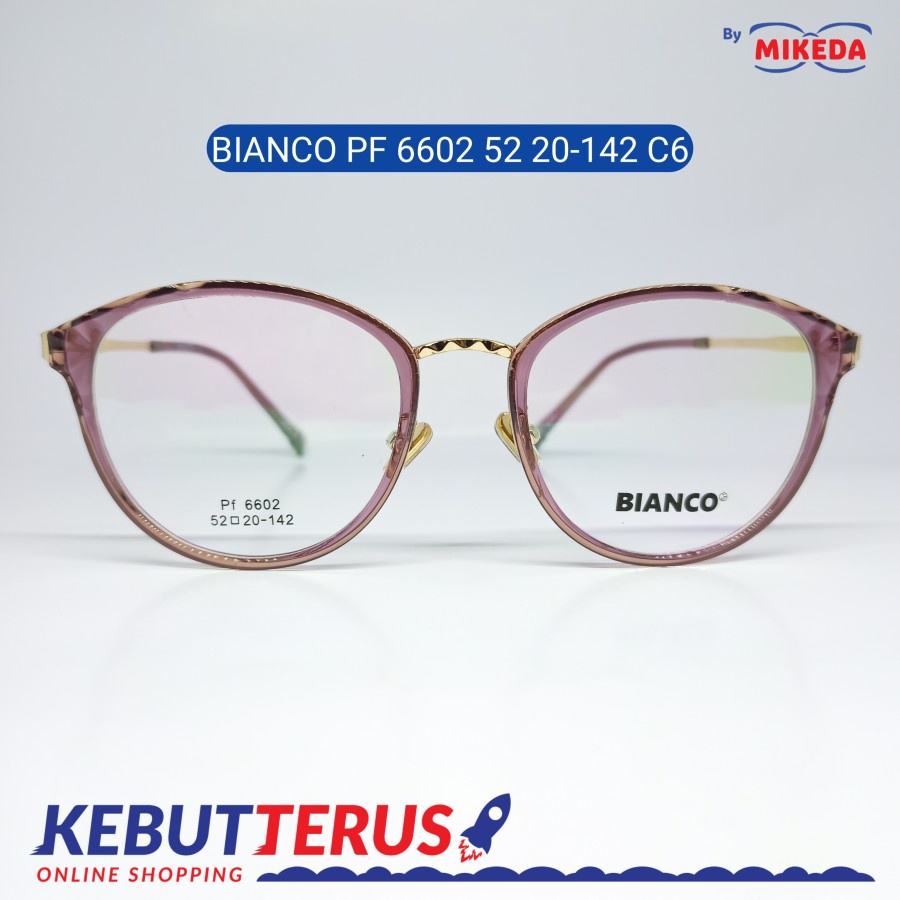 Mikeda-FRAME KACAMATA BIANCO PF6602 52 20-142 C6+LENSA(MINUS/CYLINDER)